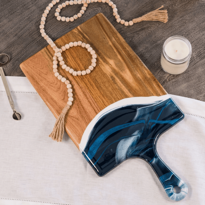 10"x20" Navy White Metallic Charcuterie Board