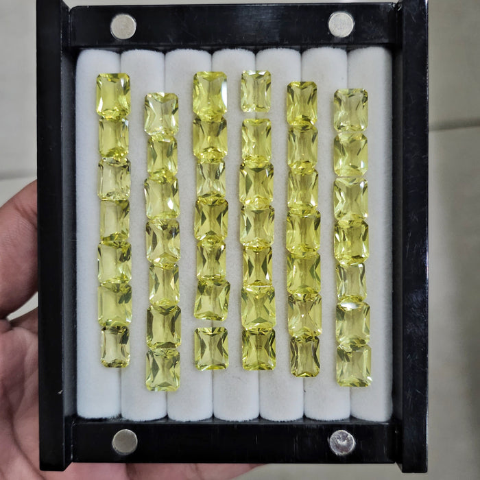 12 Pcs of Green Gold Quartz | Calibrated 10x8mm Rectangle - The LabradoriteKing