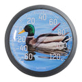 13.25 inch Mallard Duck Thermometer face with a mallard on a blue sky background
