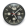 1960s Black Mirrored Wall Clock by Howard Miller