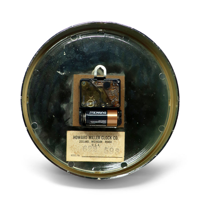 1960s Black Mirrored Wall Clock by Howard Miller