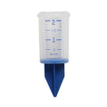 Close up of a 2 inch silicone sprinkler gauge with blue measurement marks and Taylor branding.