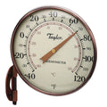 Taylor 4.25 inch Weatherproof Thermometer with copper frame and large Fahrenheit dial