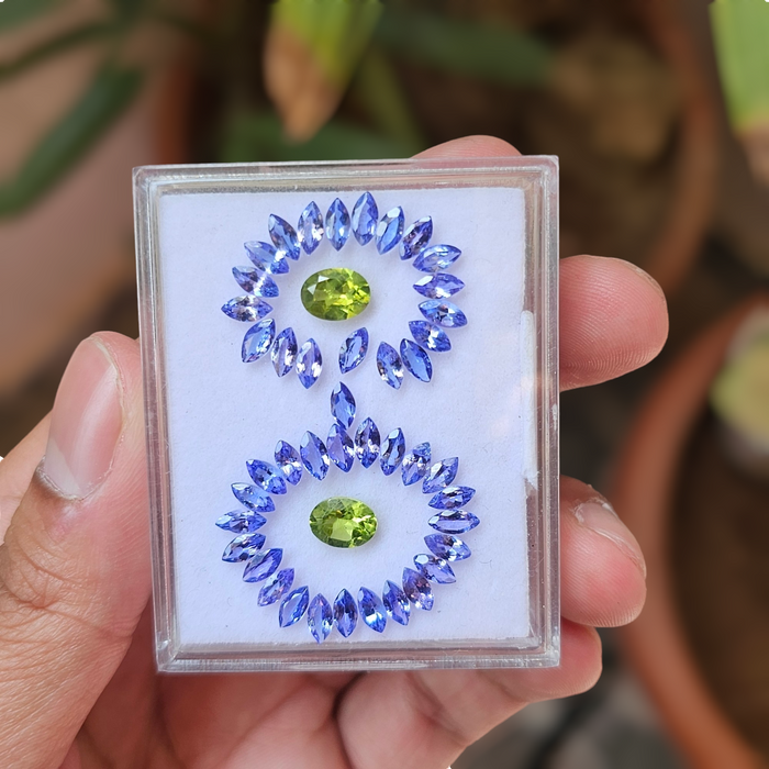 45 Pcs Of Natural Tanzanite & Peridot Faceted | Oval & Marquise | Size:6-8mm - The LabradoriteKing
