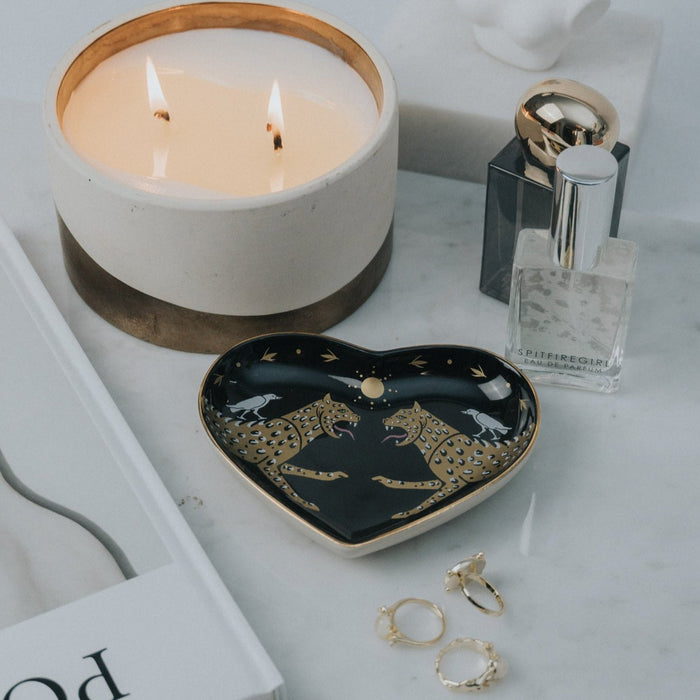 5" Ceramic Heart Dish - Two Cheetahs