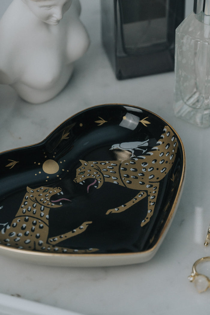 5" Ceramic Heart Dish - Two Cheetahs