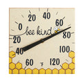 8x8 inch Bee Kind Ceramic Tabletop Thermometer with stand featuring a bee and honeycomb border.