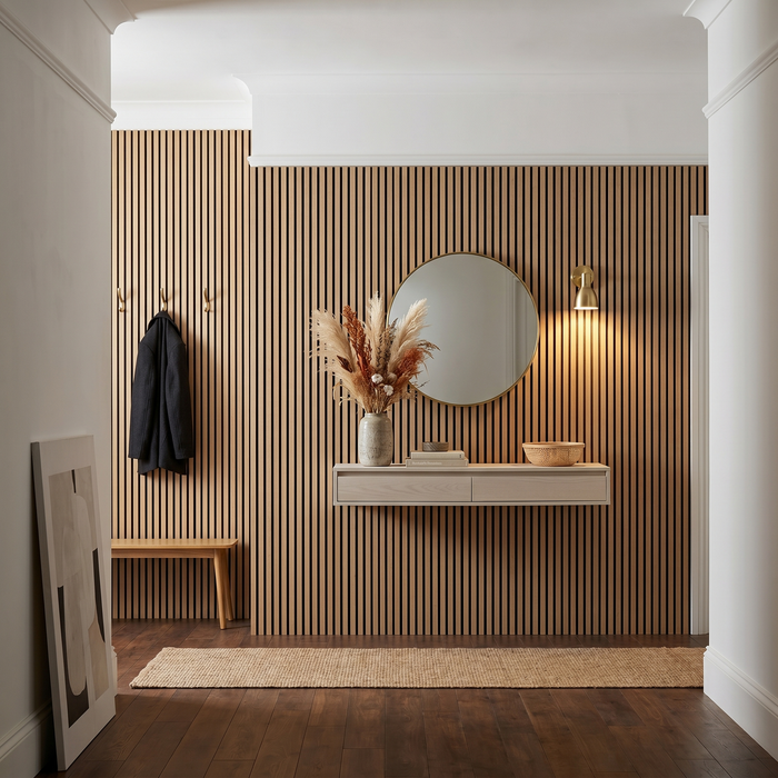 Acoustic Slat Wall Panels Wooden Decorative Wall Panels Natural Oak Premium 2.4m x 0.6m