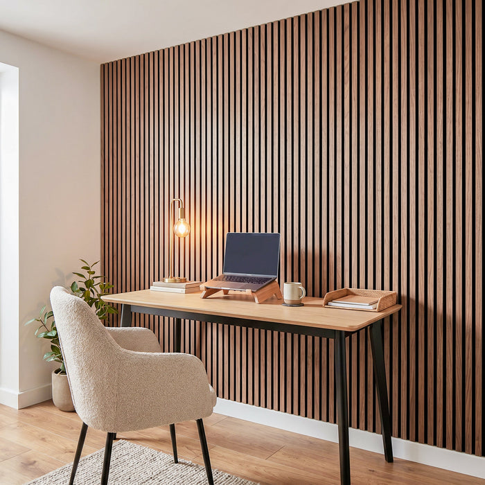 Acoustic Slat Wall Panels Wooden Decorative Wall Panels Walnut Premium 2.4m x 0.6m