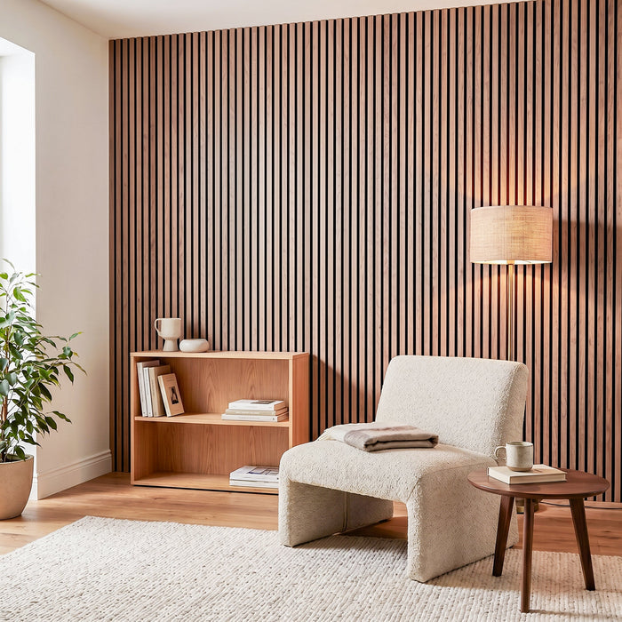 Acoustic Slat Wall Panels Wooden Decorative Wall Panels Walnut Premium 2.4m x 0.6m
