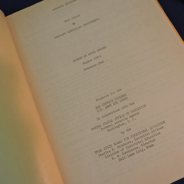 Aircraft Electrical Instruments Preliminary Course Instructions 1942
