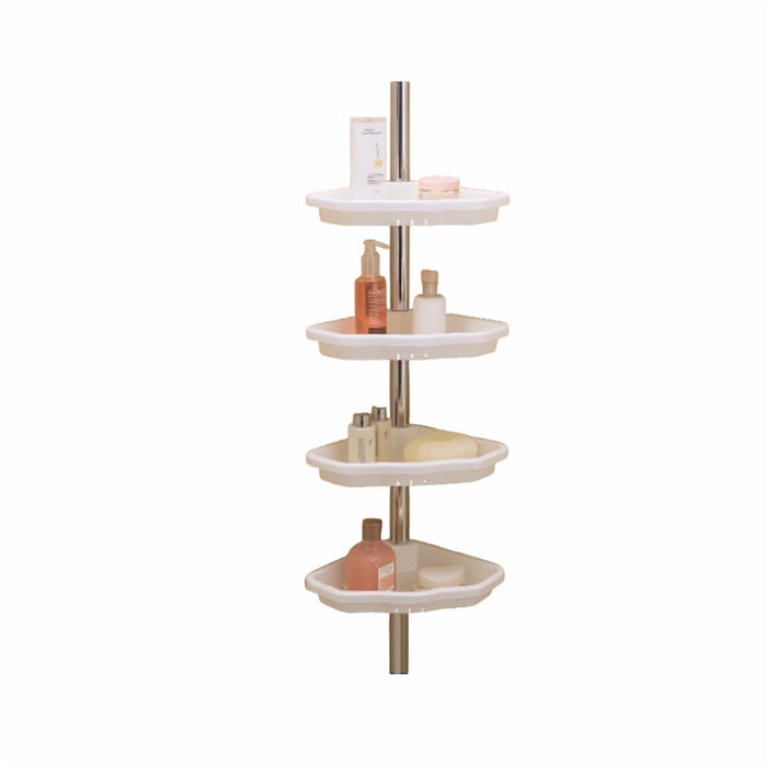 Aluminum Pole Corner Shower Shelf 4 Tier, 135-260 cm Telescopic