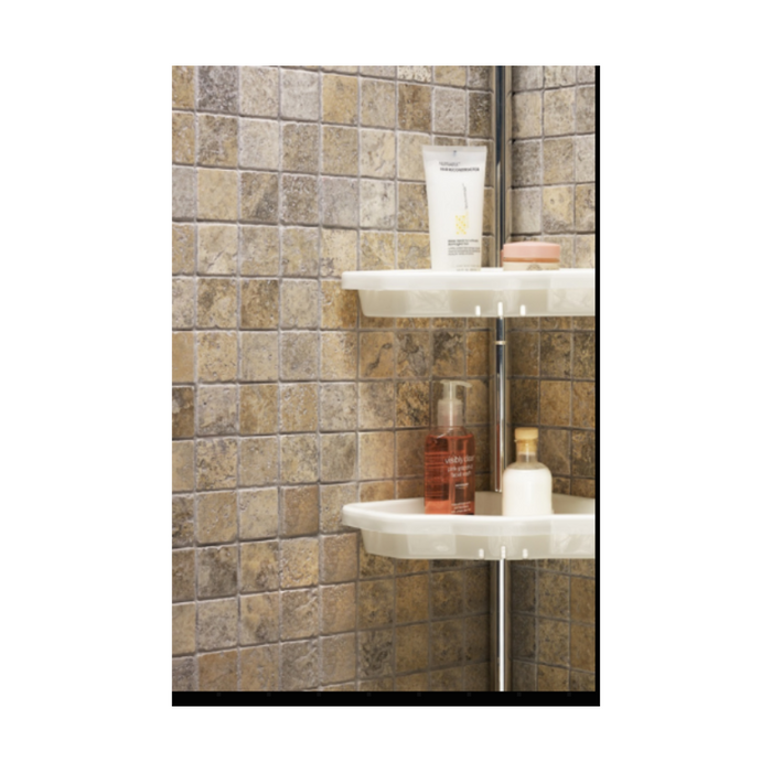 Primanova bathroom shelf contents and components flat lay