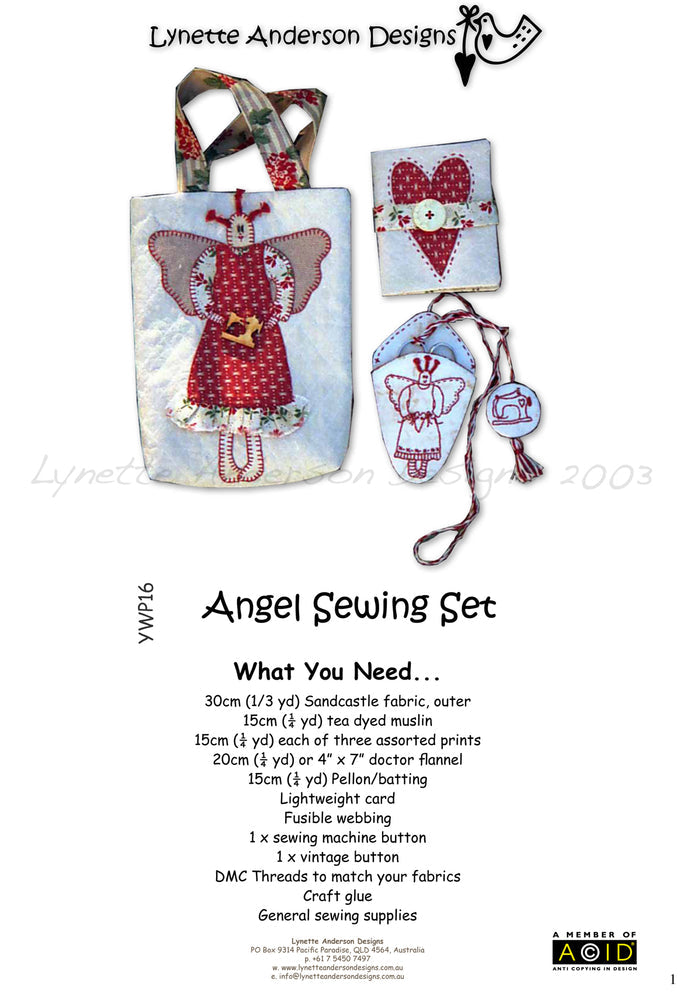 Angel Sewing Set by Lynette Anderson Pattern Back