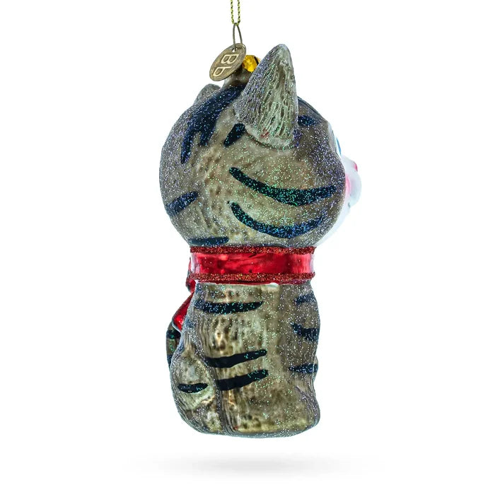 Blue-Eyed Cat Glass Ornament