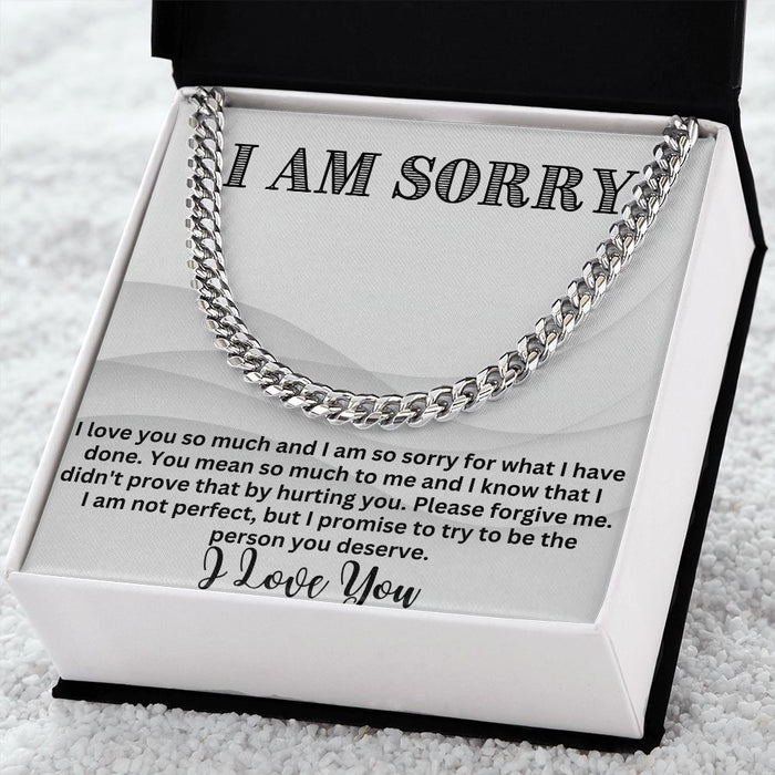 Bridge the Gap with Style: Cuban Link Chain Necklace - The Ultimate I'm Sorry Gift for Him