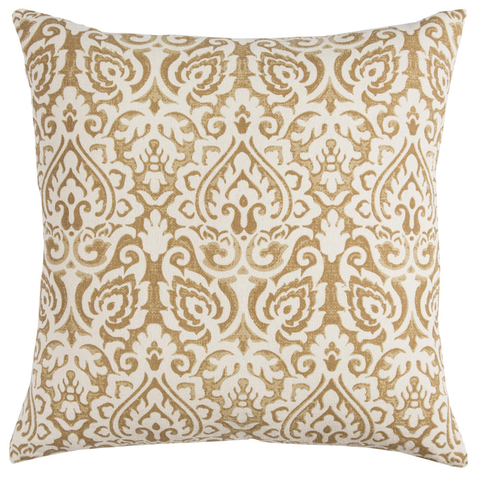 BROCH YELLOW  DAMASK URBAN FARMHOUSE THROW PILLOW