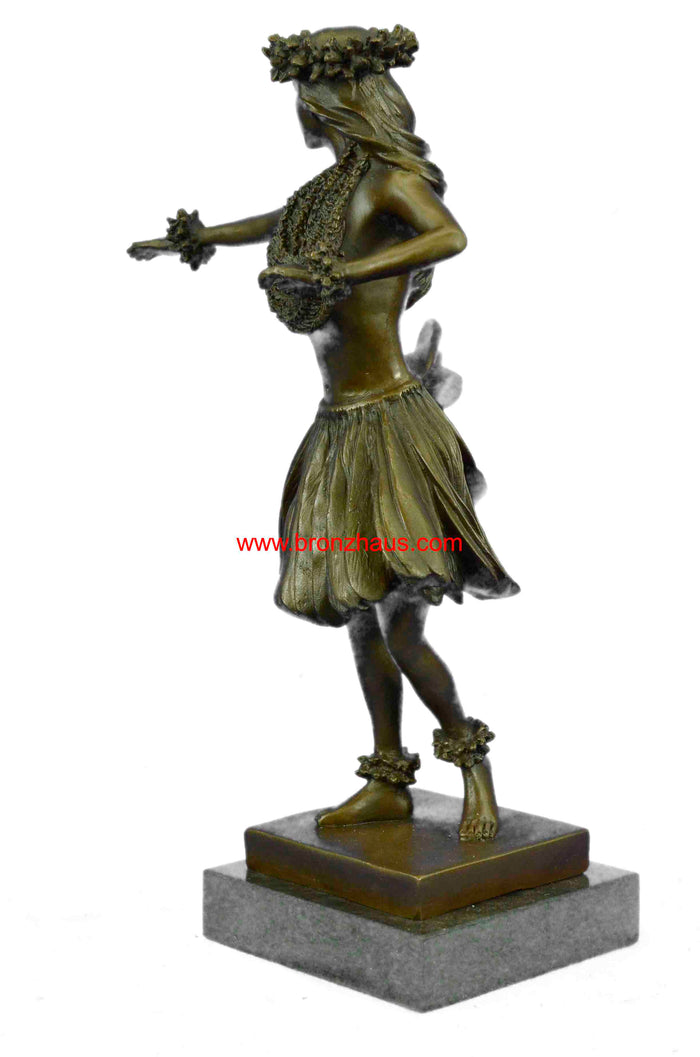 BRONZE HULA GIRL DANCER HAWAII tiki postcard Statue art sculpture tropical beach
