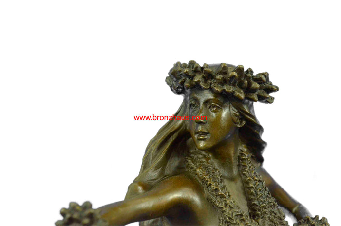 BRONZE HULA GIRL DANCER HAWAII tiki postcard Statue art sculpture tropical beach