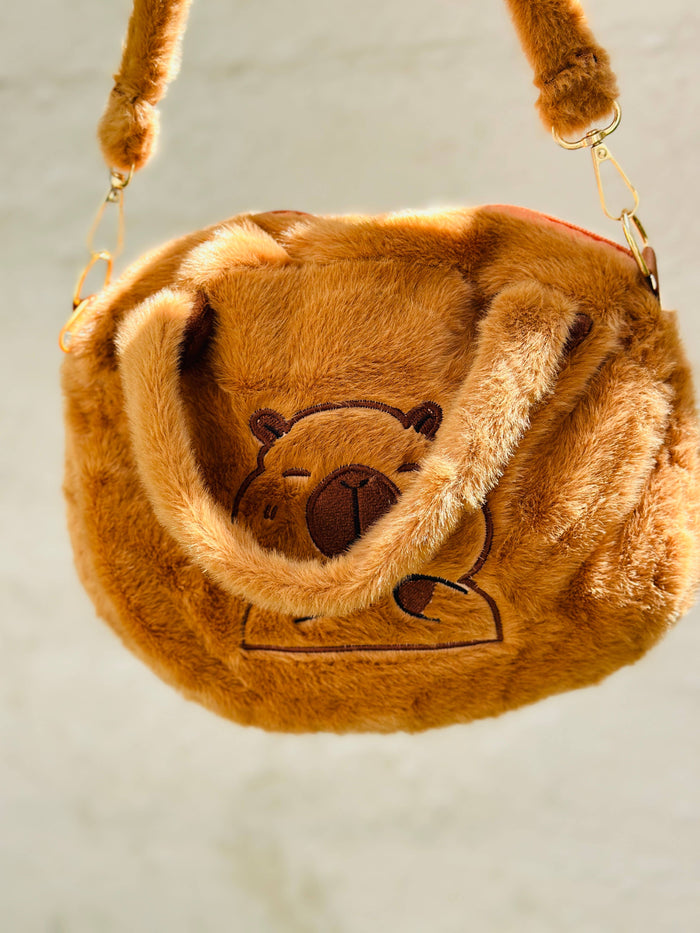Capybara Plush Crossbody Bag Handbag Cute Fluffy Fashion
