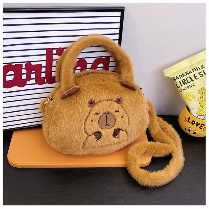 Capybara Plush Crossbody Bag Handbag Cute Fluffy Fashion