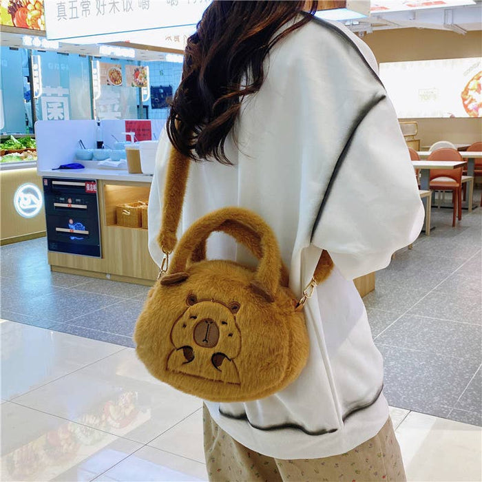 Capybara Plush Crossbody Bag Handbag Cute Fluffy Fashion