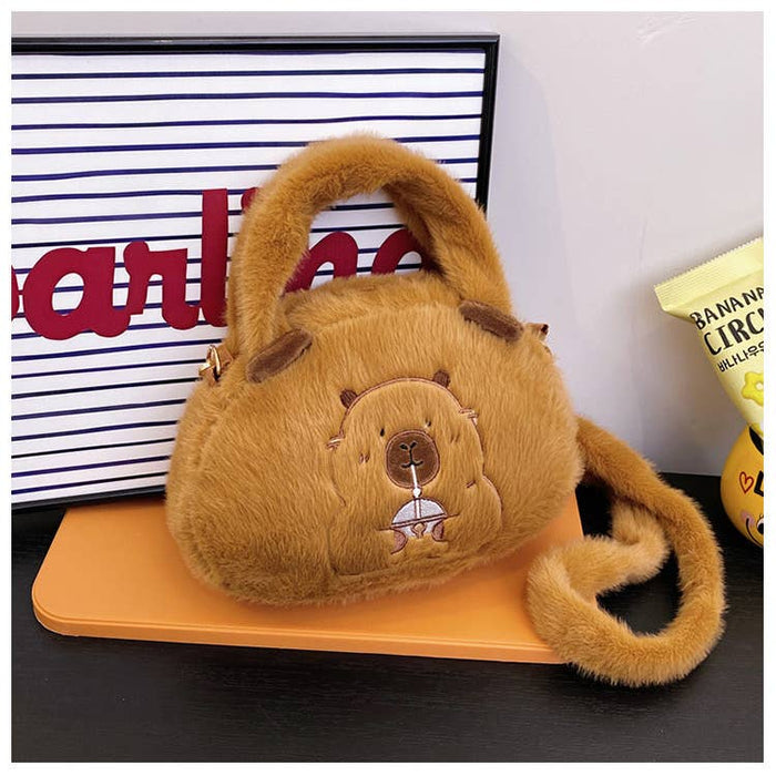 Capybara Plush Crossbody Bag Handbag Cute Fluffy Fashion