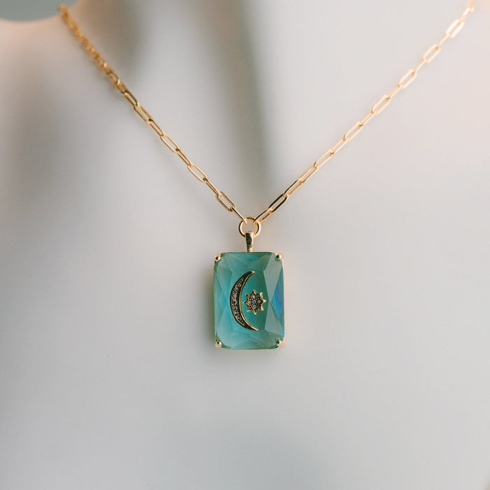 Celestial Crescent Medallion Necklace