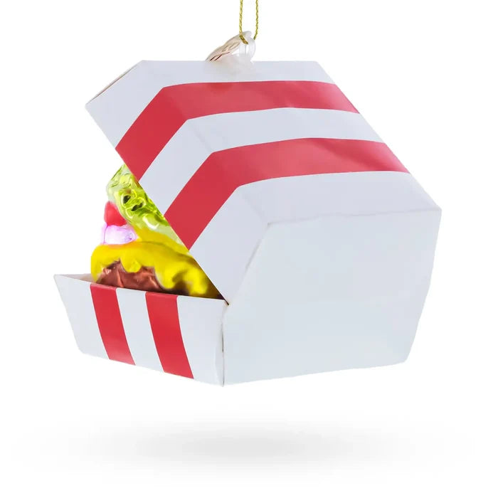 Cheeseburger in Box Glass Ornament