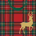 Christmas Gift Bag -Sm Sq -Royal Plaid Reindeer