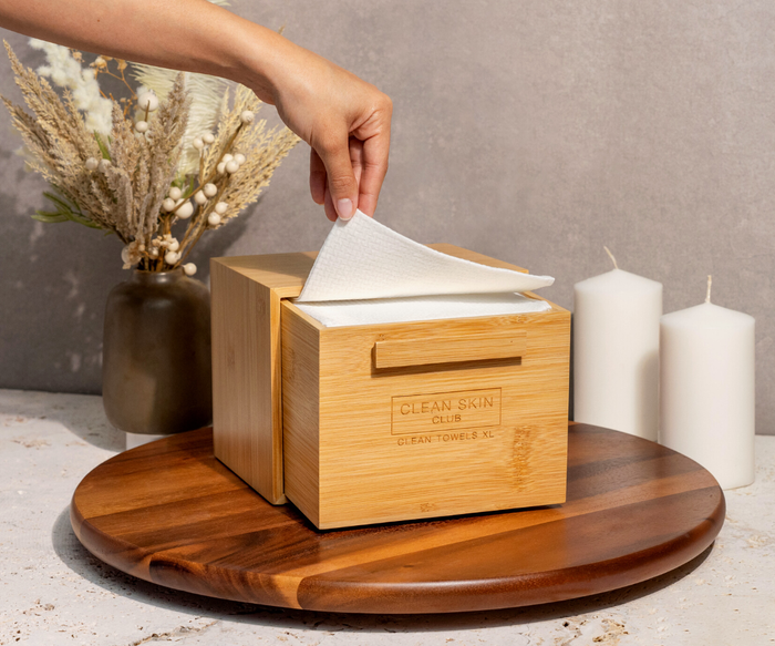 Clean Towels Luxe Bamboo Box with Drawer