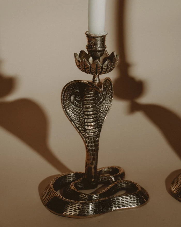 Cobra Brass Candle Holder
