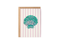 Colorful Seashell Beach Coastal Striped Greeting Card