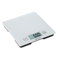 Compact digital kitchen scale with rounded edges and glass weighing surface.