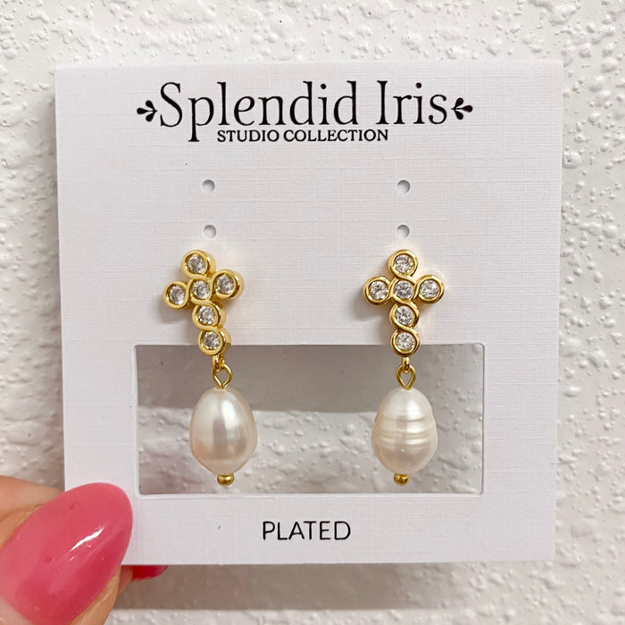 Cross Fresh Water Pearl Drop Earrings - Lyla's: Clothing & Gifts - Online and Rockwall Texas Boutique