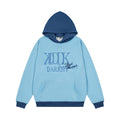 Dark Harvest KDDK colorblock oversized pullover hoodie in light blue with navy hood and chest graphic print