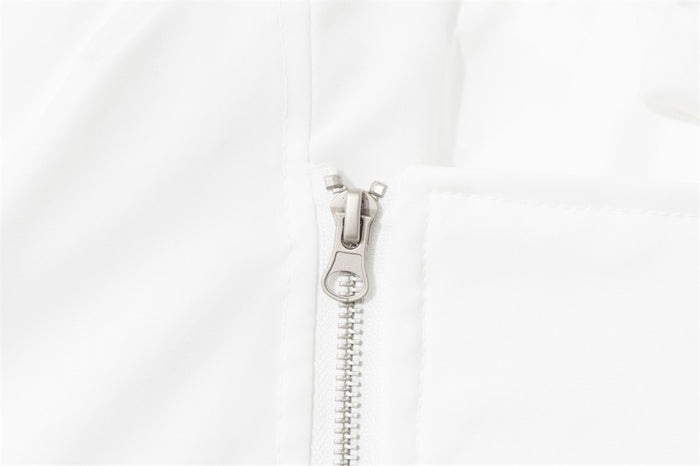 Diagonal Zip Hooded Bomber Jacket with Faux Fur Trim – Oversized Winter Puffer