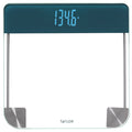 Digital glass scale with magic display showing 149.6 lb on a white backdrop