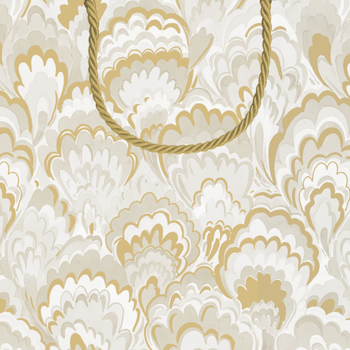 Gift Bag -Sm Sq -Marbled Ceramica Silver/Gold