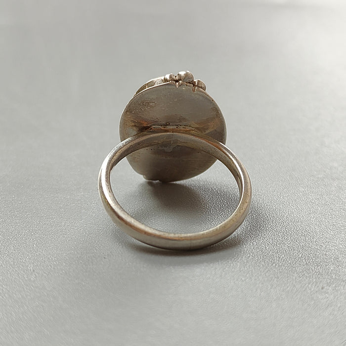Golden Chocolate Sapphire Faceted Silver Ring: 6.65gms Natural Untreated Sapphire Fancy Rose Cut 925 Sterling Silver Bezel Set Ring 7 US