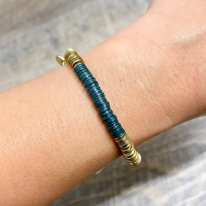 Grace Two Color Block Stretch Bracelet Emerald and Gold by Ink & Alloy - Lyla's: Clothing & Gifts - Online and Rockwall Texas Boutique