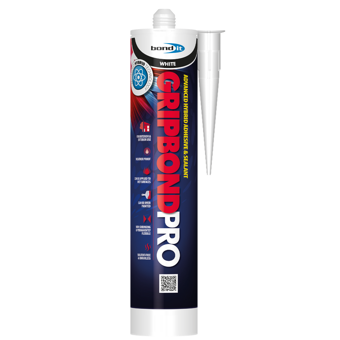 Gripbond Pro White - All-in-One Universal Hybrid Sealant and Adhesive - EU3 310 Millilitre Cartridge, 1 x Tube