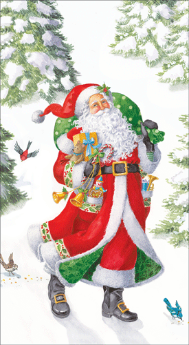 Guest Towel Napkins -Woodland Santa
