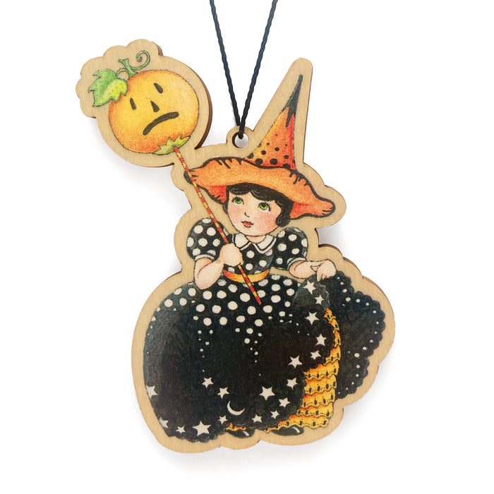 Halloween Pumpkin Wand Wooden Ornament