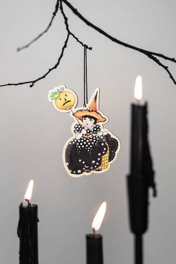 Halloween Pumpkin Wand Wooden Ornament