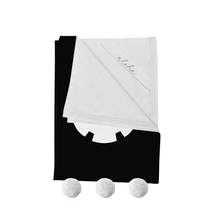Hibiscus Boo Black Flour Sack Kitchen Towel