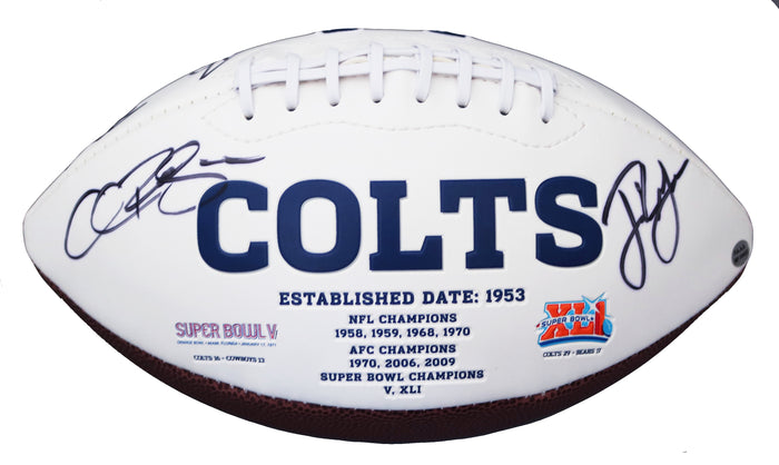 Indianapolis Colts 2015 Team Signed Autographed White Panel Logo Football PAAS Letter COA Luck Pagano