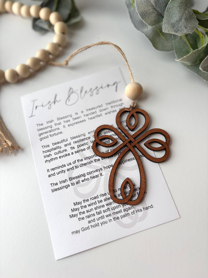 Irish Blessing Story Card Charm- Irish Cross