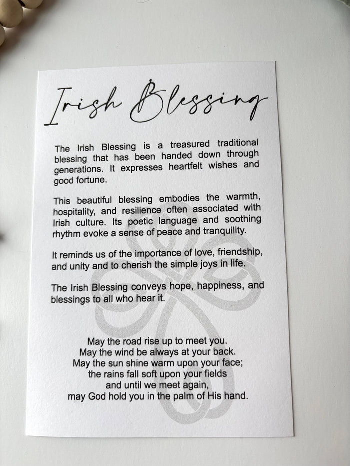 Irish Blessing Story Card Charm- Irish Cross