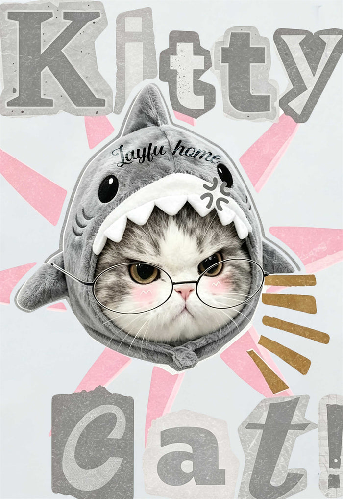 Kitty Cat Shark Meme Graphic T-Shirt – Men's Short Sleeve Street Style Tee